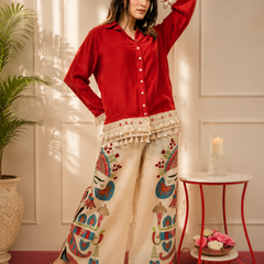 Women's Pure Cotton Digital Print Co-Ord Set with Palazzo Pants