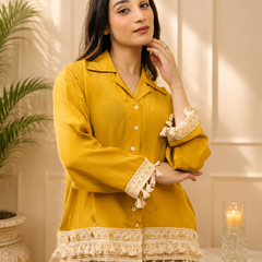 Yellow Digital Printed Cotton Co-Ord Set for Women