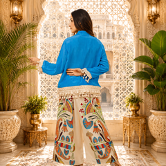 Blue Digital Printed Cotton Co-Ord Set for Women