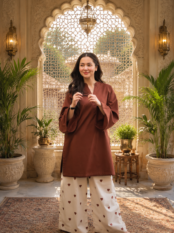 Azreen Women Cotton Blend Kurti Palazzo Set