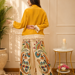 Yellow Digital Printed Cotton Co-Ord Set for Women
