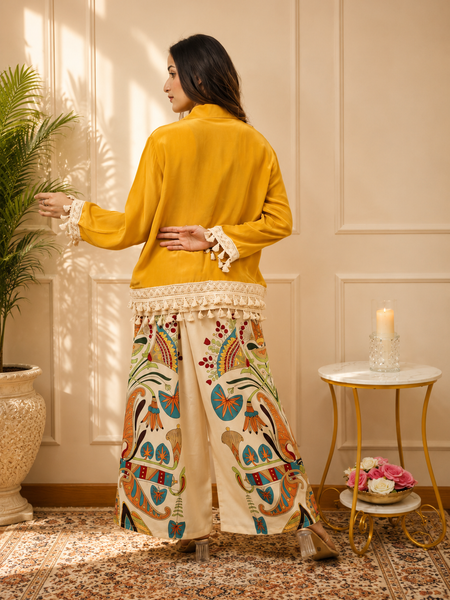 Yellow Digital Printed Cotton Co-Ord Set for Women