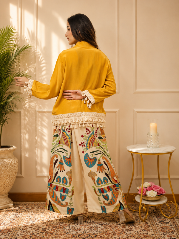 Yellow Digital Printed Cotton Co-Ord Set for Women