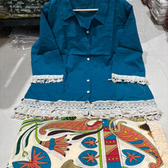 Blue Digital Printed Cotton Co-Ord Set for Women