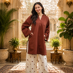 Azreen Women Cotton Blend Kurti Palazzo Set