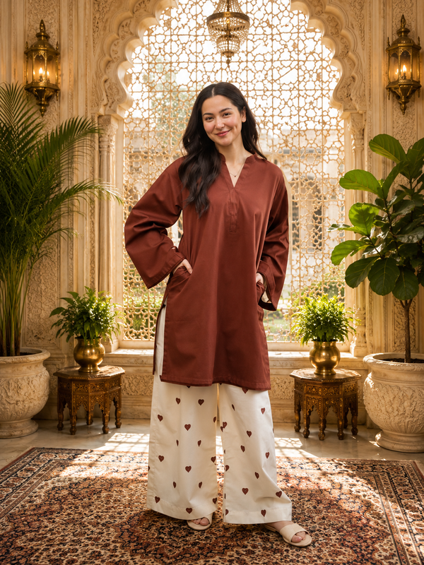 Azreen Women Cotton Blend Kurti Palazzo Set