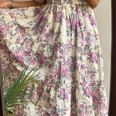 Elegant White Floral Rayon Dress for Women