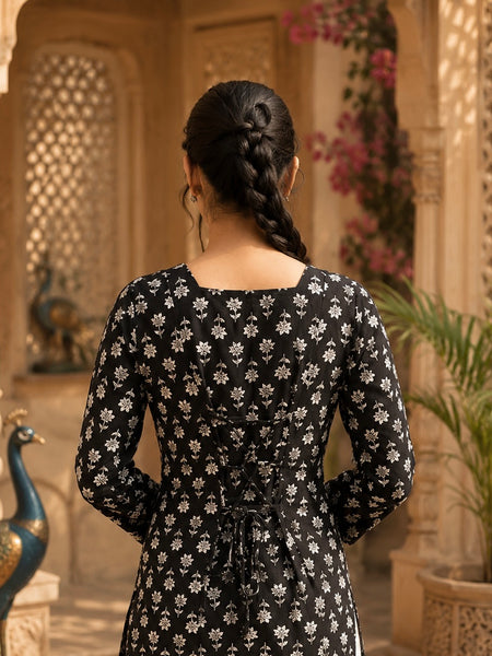 Brown Floral Printed Cotton Kurti for Women