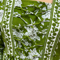 Green Floral Printed Cotton Top for Women