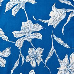 Blue Floral Printed Cotton Short Kurta