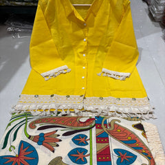 Yellow Digital Printed Cotton Co-Ord Set for Women